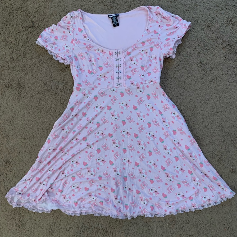 Hot Topic Pink Strawberry Cow Dress
